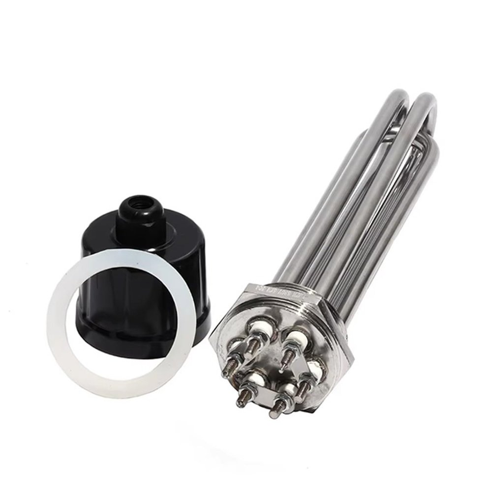 2-Inch DN50 304 Stainless Steel Immersion Heater for Solar Water Tank, 220/380 V, 3/6/9/12 kW, 1-Piece (380 V, 6 kW, 255 mm)