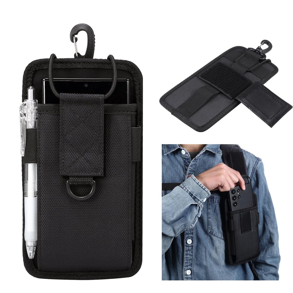 Black Phone Belt Bag with Clip for Men, Phone Holder Holster