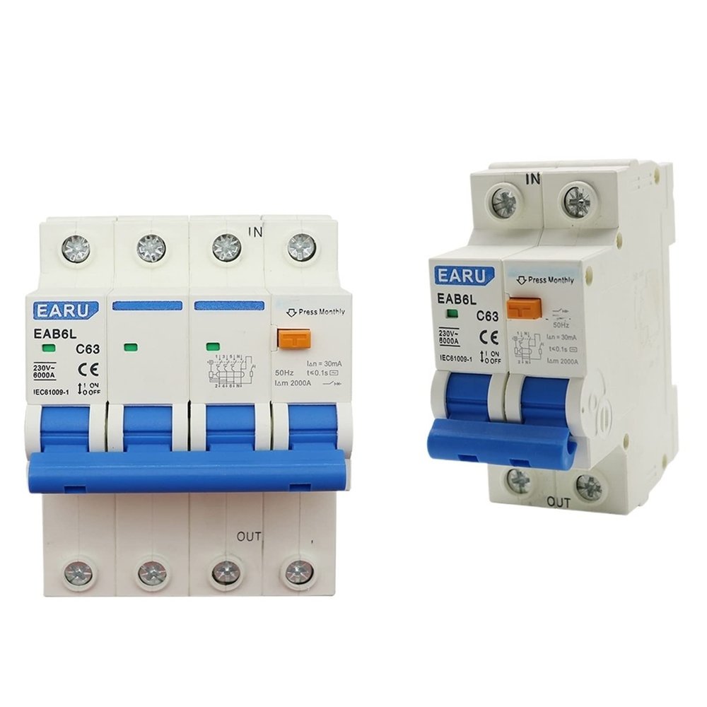 AC 230V RCBO/RCD Circuit Breaker, 2P/4P, 30mA, 40A