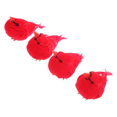 SILENRADAWN Artificial Red Robin Slim Foam Shape 4 Pack