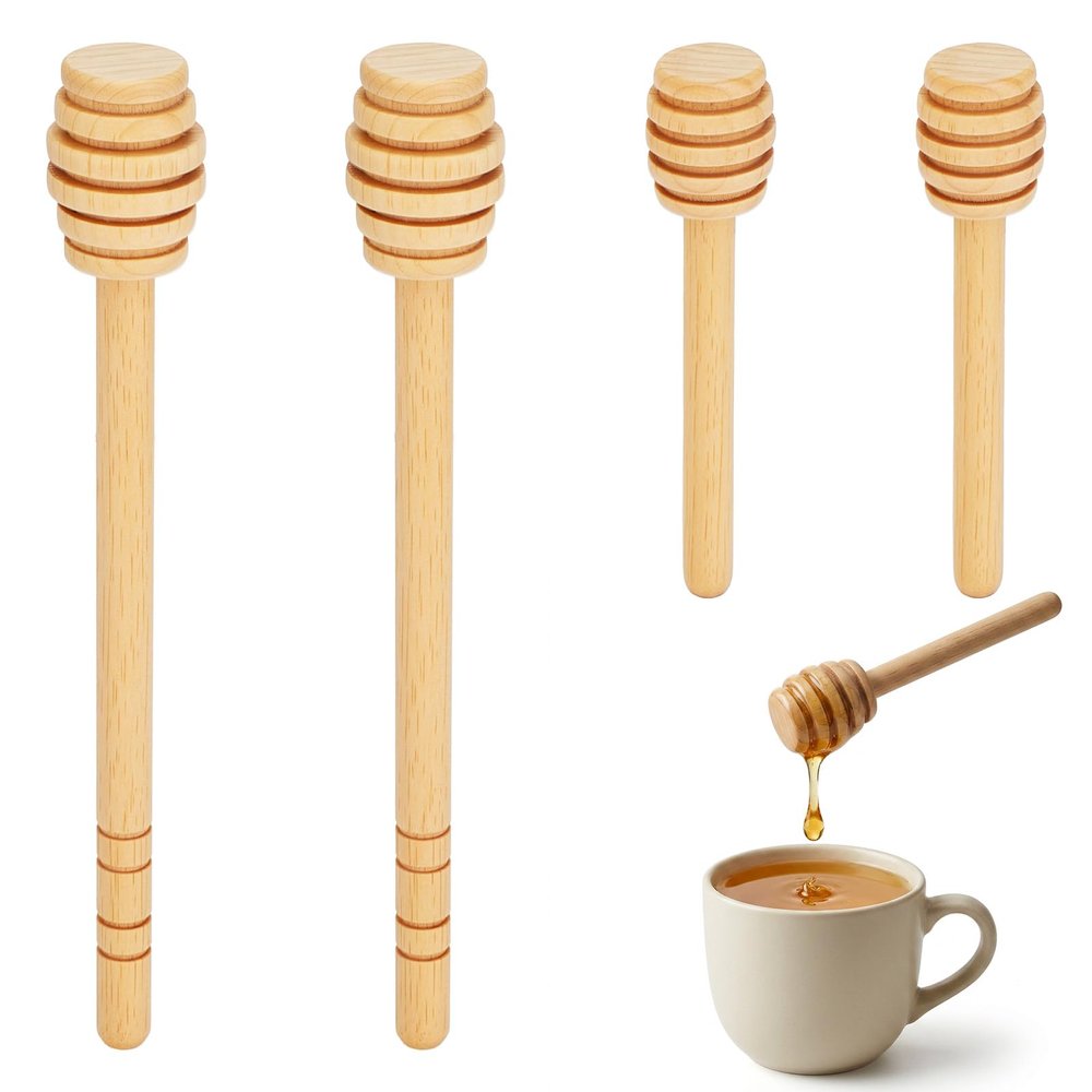 Abeillo 4-Piece Wooden Honey Dipper Set
