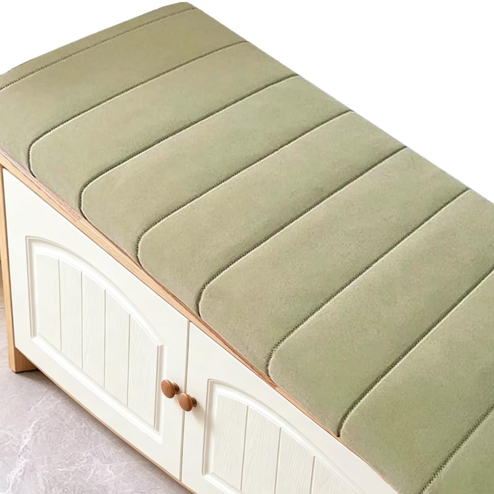 Teddy Fleece Non-Slip Bench Cushion, 5 cm Thick, Green, 39 x 16 in