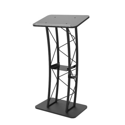 Curved Podium Stand with Inner Shelf and Truss Design for Portable Presentations in Churches, Schools, and Offices
