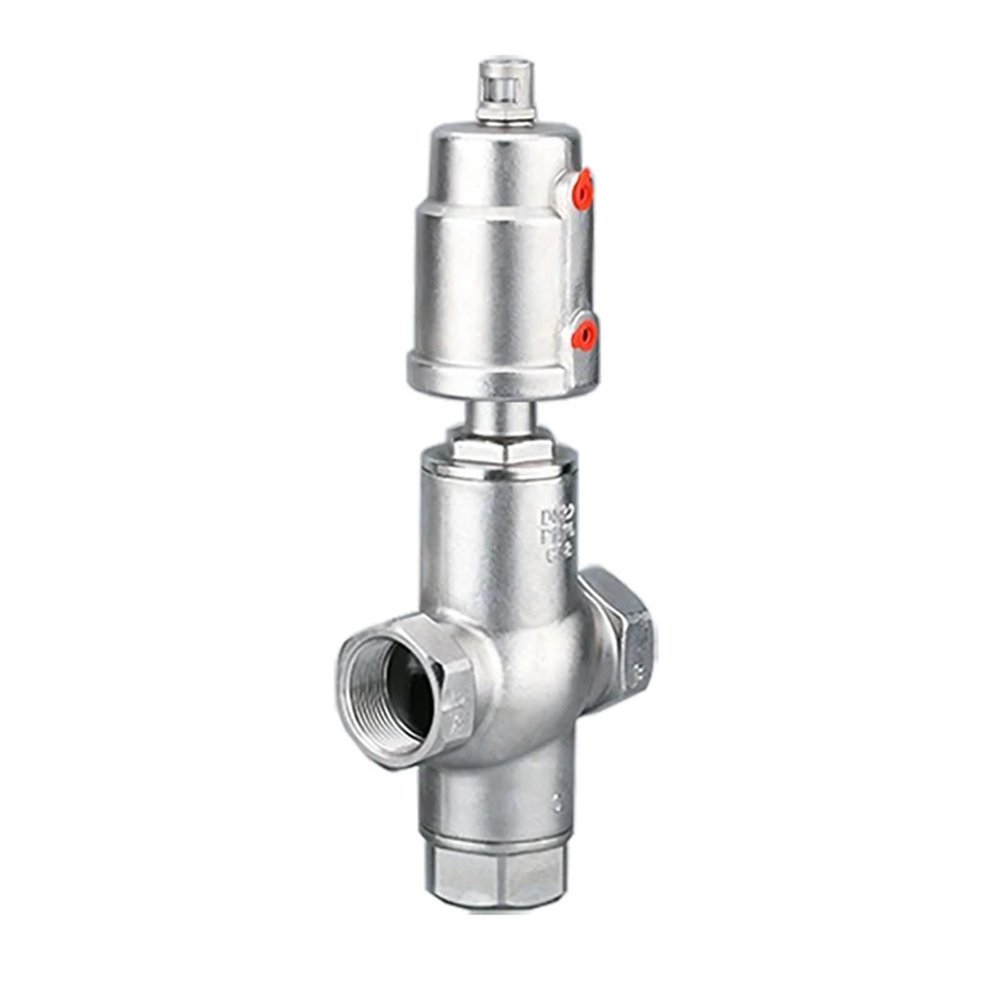 Air-Actuated Angle Valve, SS304 3-Way Solenoid Valve, 1-1/2 in DN40