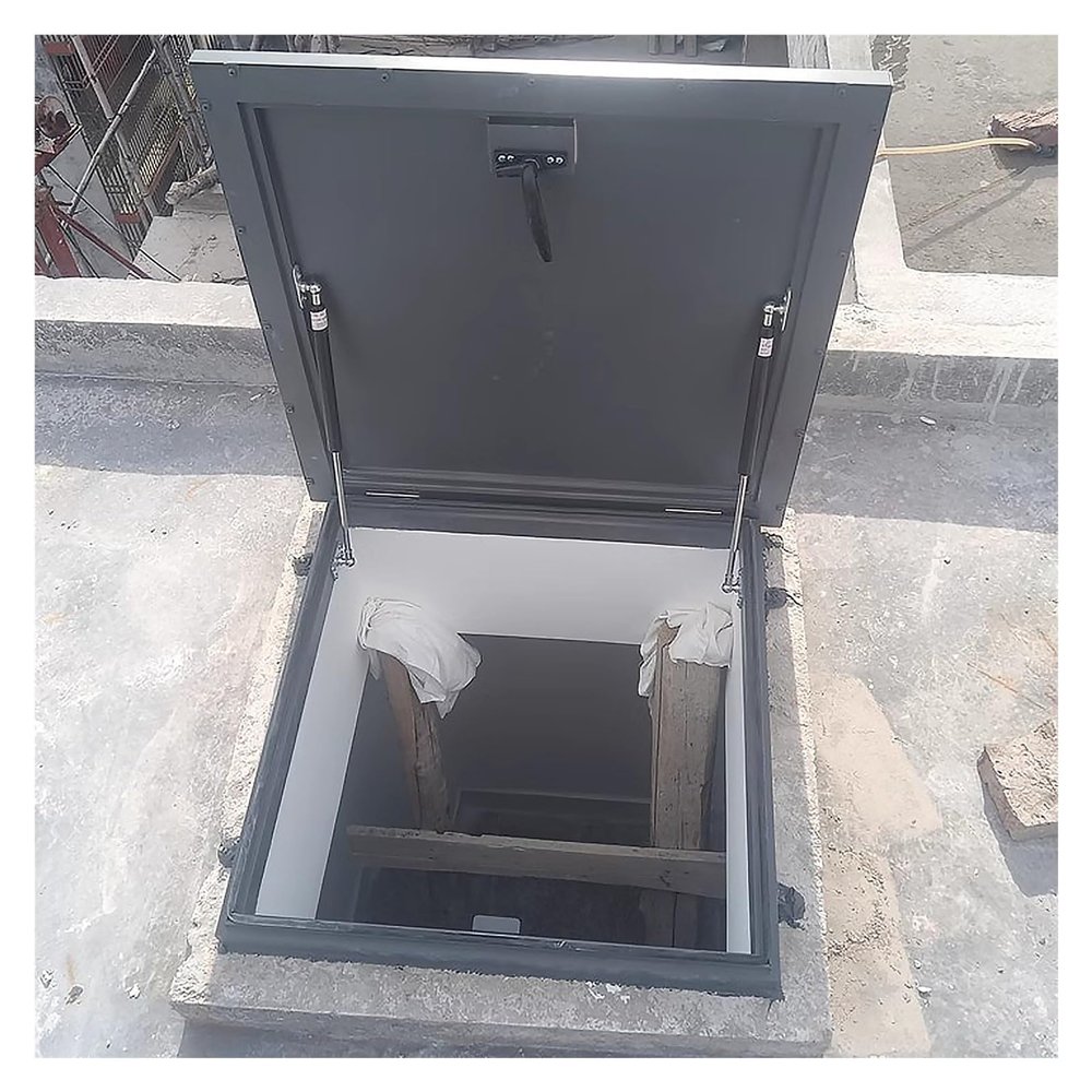 Galvanized Steel Roof Window Cover, Outdoor, Rainproof Lift-Up Hatch with Lockable Handle