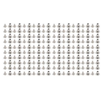 Post and Screw Fasteners, Copper Alloy, Round Head, Smooth Curved Surface, for Bookbinding and Leathercraft, 200 Sets (Silver)