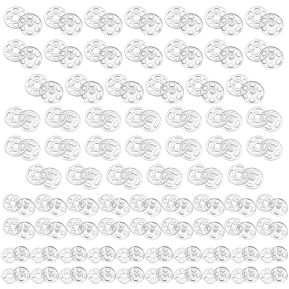 80 Pairs Transparent Plastic Snap Buttons for Sewing