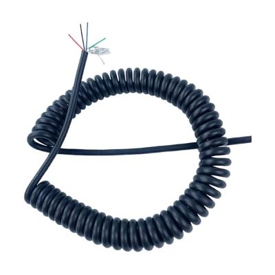 Spring-Shielded 5-Core Wire Spiral Cable, 24 AWG, High-Temperature Resistant, 2.5–7.5 m
