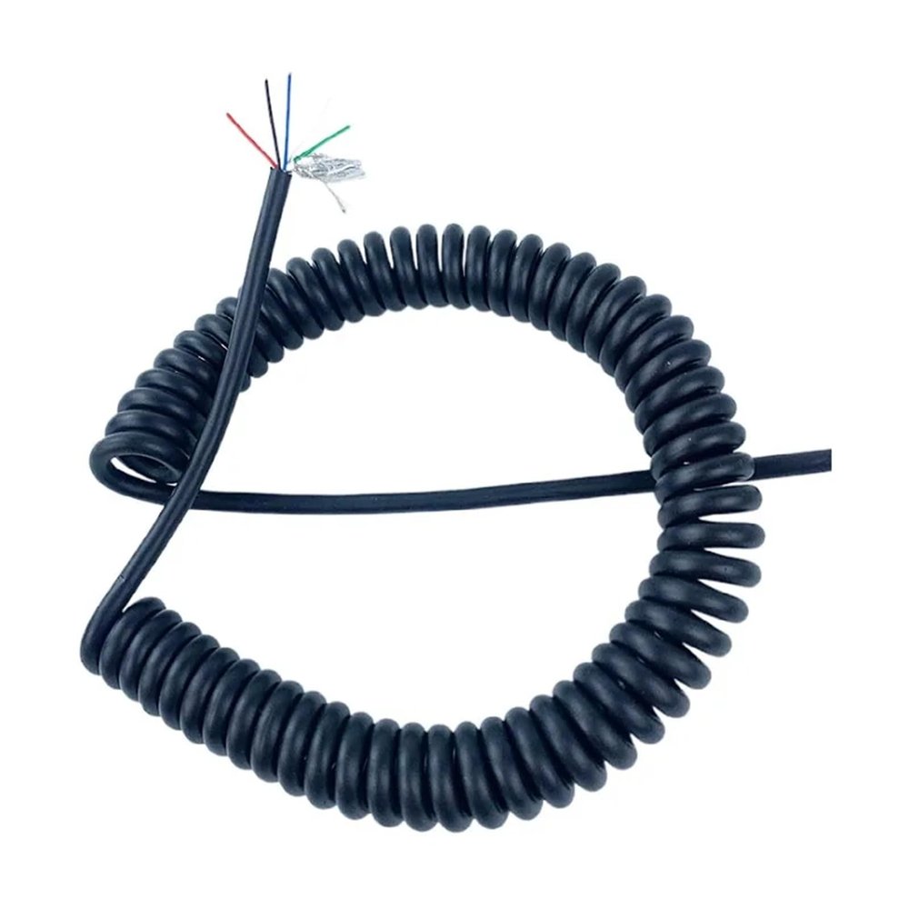 Spring-Shielded 5-Core Wire Spiral Cable, 24 AWG, High-Temperature Resistant, 2.5–7.5 m