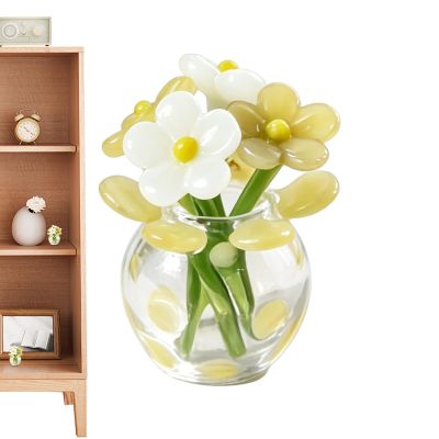 Mini Glass Flowers with Vase