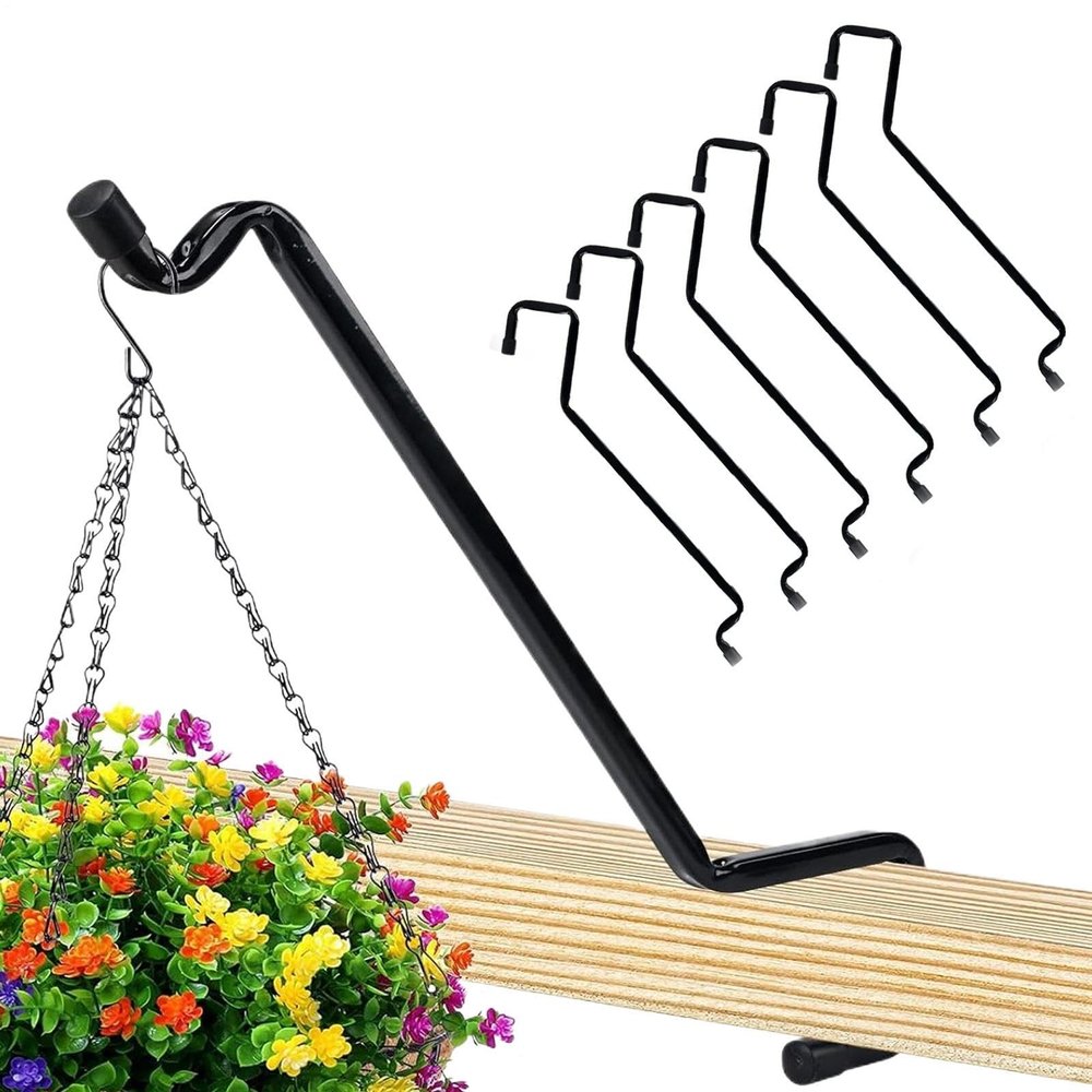 Bird Feeder Holder for Patio Railings, 6-Pack Flower Basket Hooks