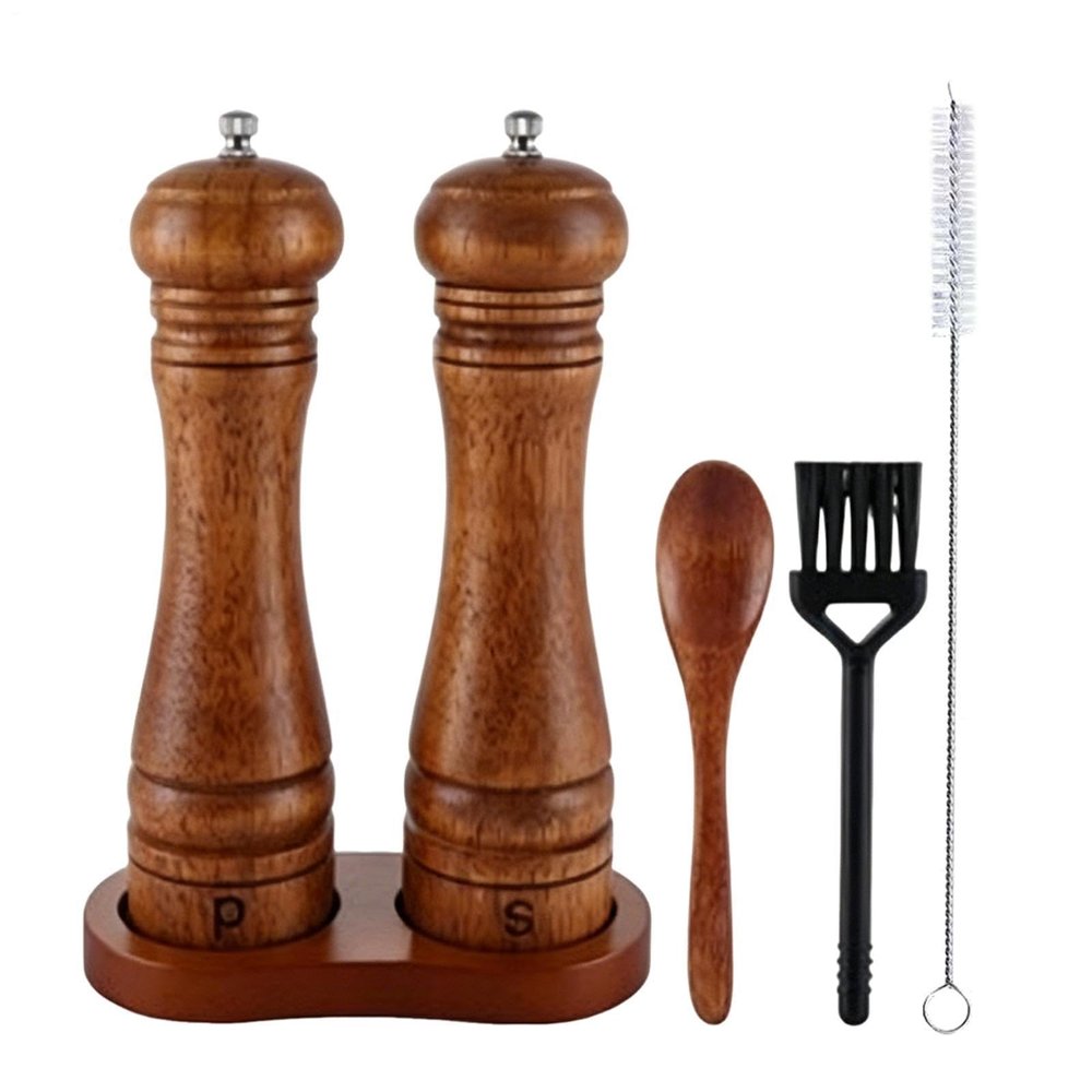 Salt and Pepper Mill Set, 22 cm, Refillable, Adjustable Grind