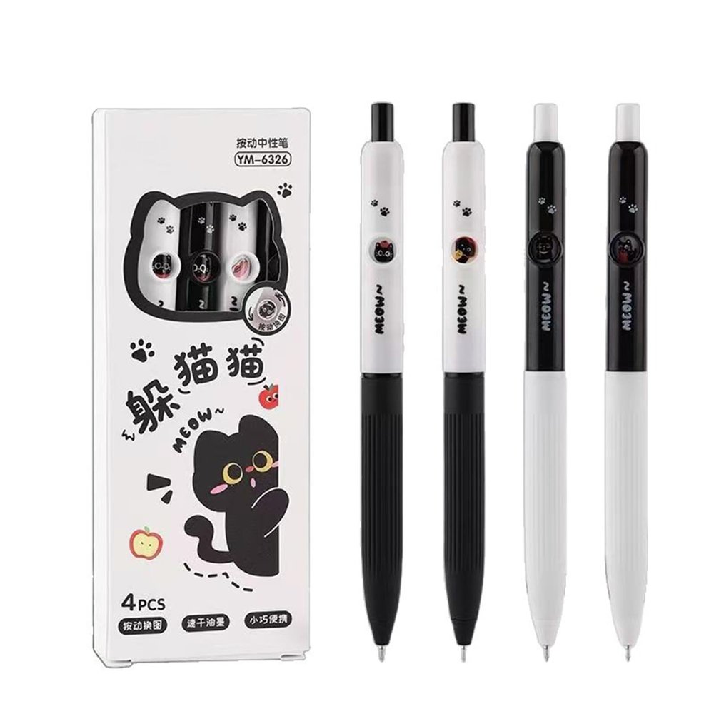 Pjeghbvop 4-Pack Face-Changing Retractable Pens, 0.5 mm Fine Plastic Tips