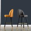 Faux Leather Bar Stools with Back, Upholstered 26-Inch Bar Chairs for Kitchen Island, Café, Pub, Bar Counter (Beige-1PS) view 3