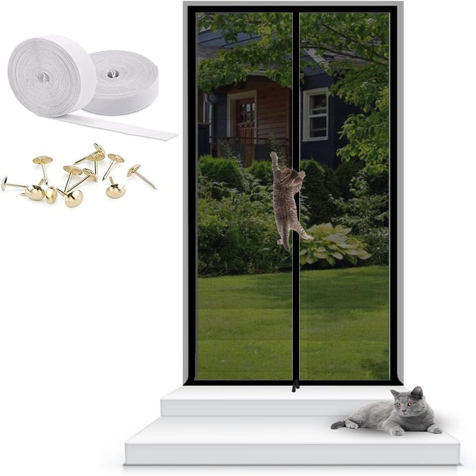 tylxayoxa Reinforced Cat Screen Door with Zipper, 85 x 205 cm
