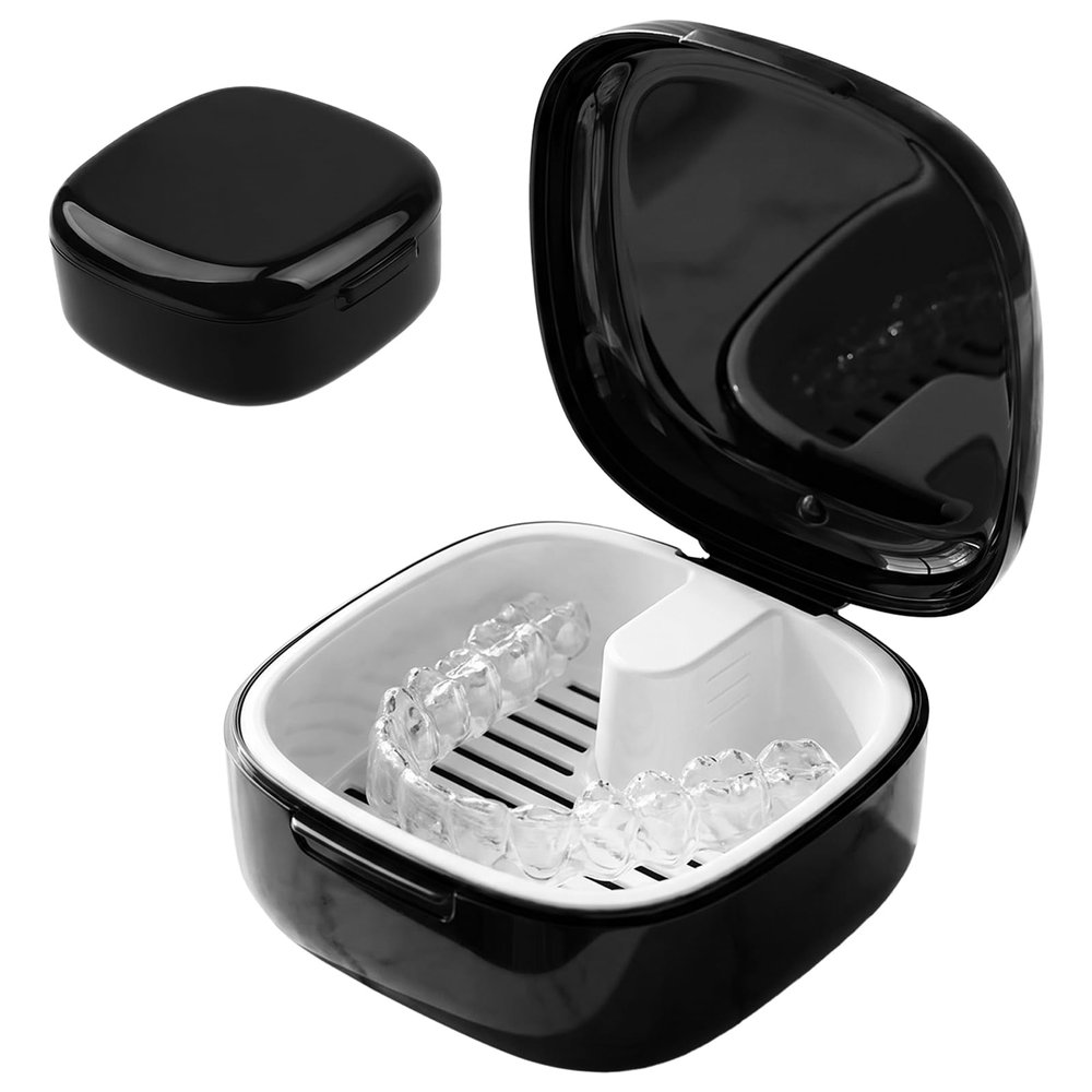 Simsky Denture Case with Removable Filter Tray, Retainer and Mouthguard Storage Box