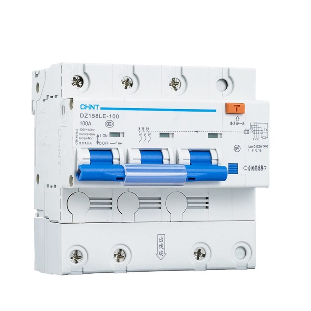 DZ158LE-125 Electronic Residual-Current Circuit Breaker, 1P/2P/3P/3P+N/4P, 100A/125A
