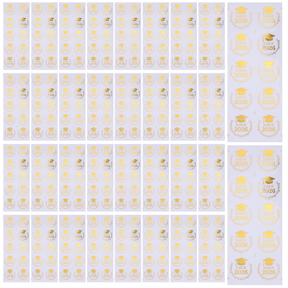 Operitacx Waterproof Graduation Stickers, PET, 10 Sheets, Self-Adhesive Gold Graduation Cap Design for Envelope and Graduation Party Decorations 2026
