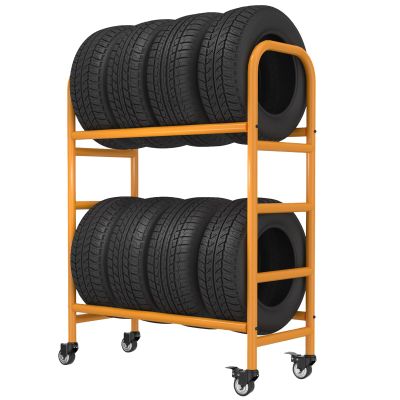 Mobile Tire Storage and Transport Rack with Adjustable Stand and Wheels