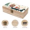 HLBSDM Vintage Christmas Wooden Storage Box with Hinged Lid view 3