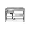 Commercial Stainless Steel Sink with Hot and Cold Faucet, Freestanding, Single Basin, Right Basin, 90 × 50 × 80 cm view 1