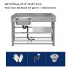 Commercial Stainless Steel Sink with Hot and Cold Faucet, Freestanding, Single Basin, Right Basin, 90 × 50 × 80 cm view 2