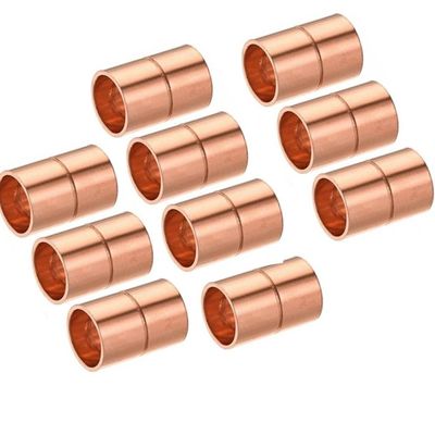 10 Straight Copper Couplings, 16–50 mm Inner Diameter, 1.5 mm Thick, for HVAC, Refrigeration & Plumbing Projects (ID48 × T1.5 mm)