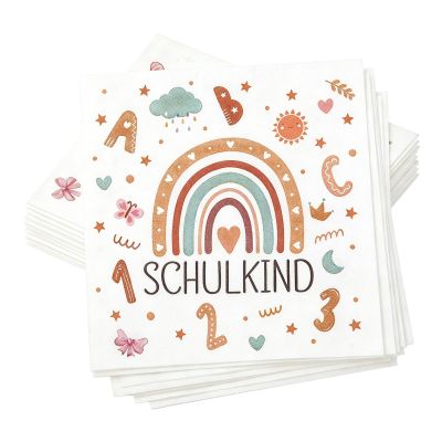 40 School Child Napkins - Rainbow Design