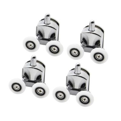 Double Sliding Shower Door Rollers, Zinc Alloy, 23–27 mm, 4-Piece Lower Set