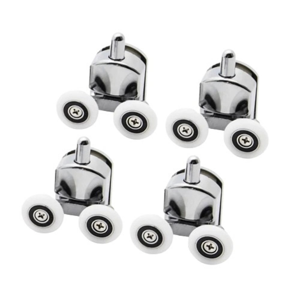 Double Sliding Shower Door Rollers, Zinc Alloy, 23–27 mm, 4-Piece Lower Set