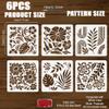 FINGERINSPIRE 6-Piece Boho Plant Stencil Set with Brush 15x15cm view 2