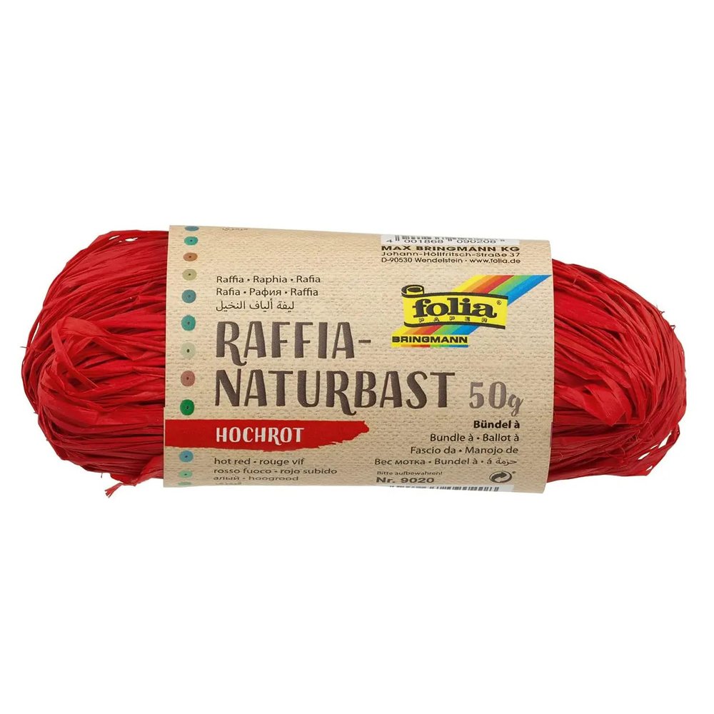 Natural Raffia, 50g Bundle (Red)