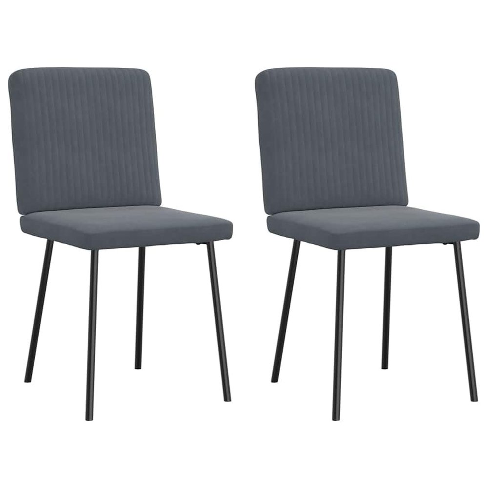 Qnhdfrt Dining Chairs, Set of 2, Dark Gray Velvet, 45 x 54 x 83 cm