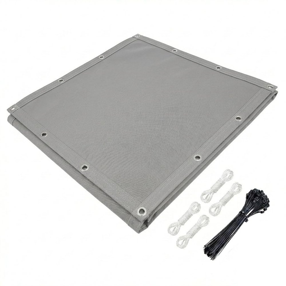 AJALGZ Waterproof Rectangular Sun Sail 6.3 x 7.3 m, Polyester, Stainless Steel Eyelets, UV Protection, Light Gray