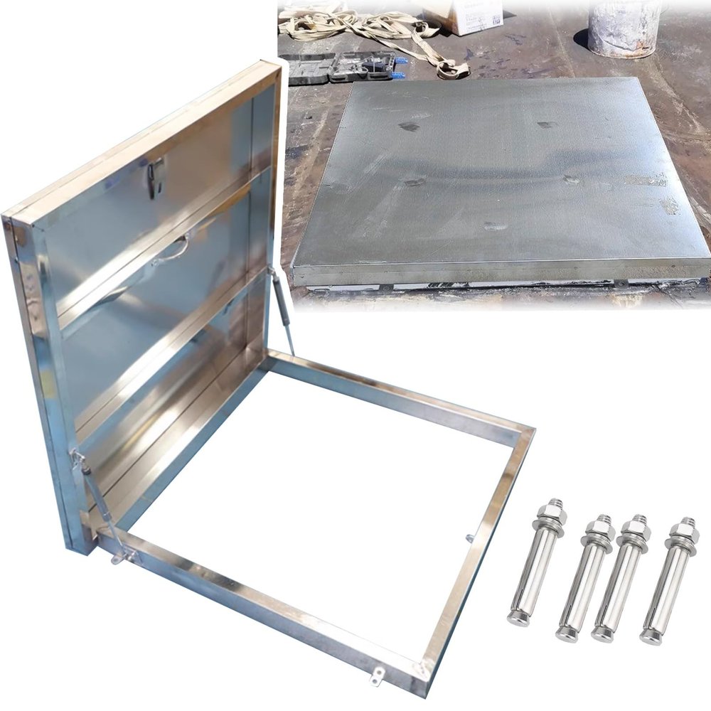 Stainless Steel Hatch Cover, 60 x 100 cm, Easy to Open and Close, 304 Stainless Steel, 100 kg Load Capacity, 60 x 74.9 cm Interior