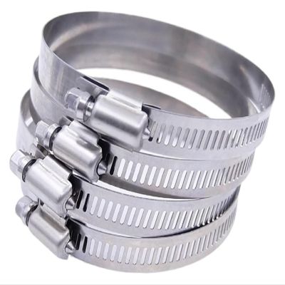 Metal Bead Thread, Adjustable Stainless Steel Hose Clamps, Tri-Gear Worm, 6,600 mm, Water Pipes, Pack of 5/10 (27–51 mm × 10 pcs)