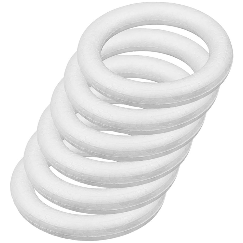 COOPHYA Foam Wreath Rings, 6 Pieces, White