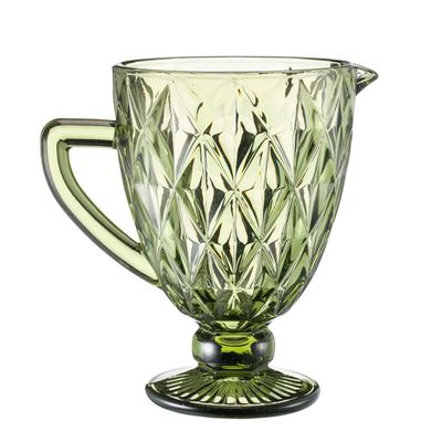 JEWEDECO Glass Ice Bucket with Handle, 1,500 ml, Green, for Oktoberfest Parties