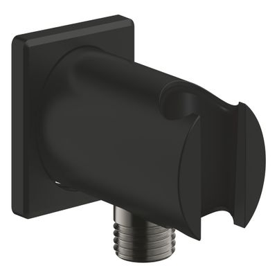 GROHE Rainshower Cube Wall Connection Elbow with Hand Shower Holder, Matte Black, 266592430