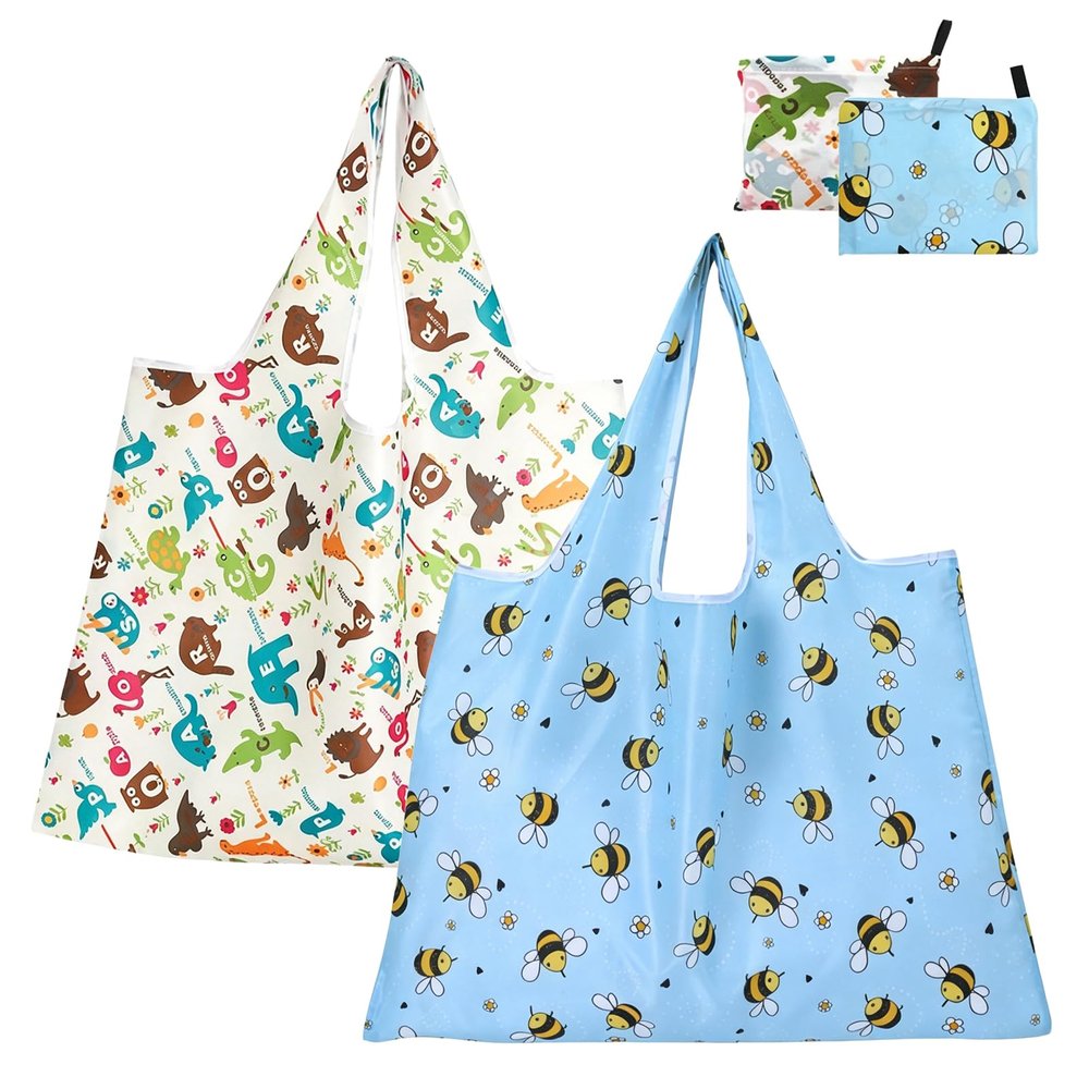 2-Pack Foldable Reusable Shopping Bags