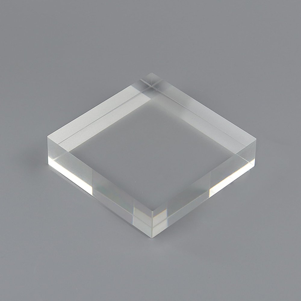 Clear Solid Polished Acrylic Display Blocks, 10-Pack, 0.8 x 4 x 4 cm