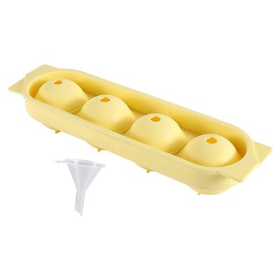 Silicone Ice Cube Maker, Round Shape with 4 Cavities