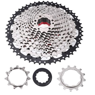 SustVita Road Bike Cassette, 10-Speed, 11–36T Replacement Part, Multi-Speed Bicycle Sprocket for Endurance Rides and Training on Paved Roads (12S, 11–50T, Silver/Black)