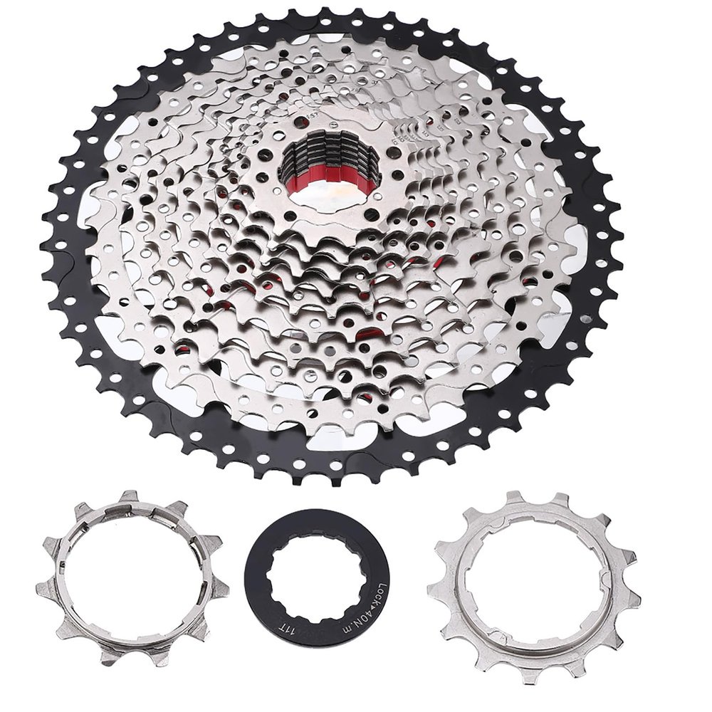 SustVita Road Bike Cassette, 10-Speed, 11–36T Replacement Part, Multi-Speed Bicycle Sprocket for Endurance Rides and Training on Paved Roads (12S, 11–50T, Silver/Black)
