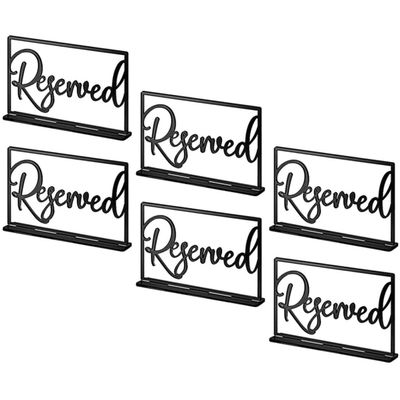 COOPHYA 6-Piece Acrylic Reserved Table Signs, Black