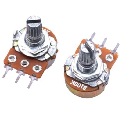 5-Pack WH148 Potentiometers, 15 mm Shaft, Nut and Washer, 3-Pin, 500 kΩ