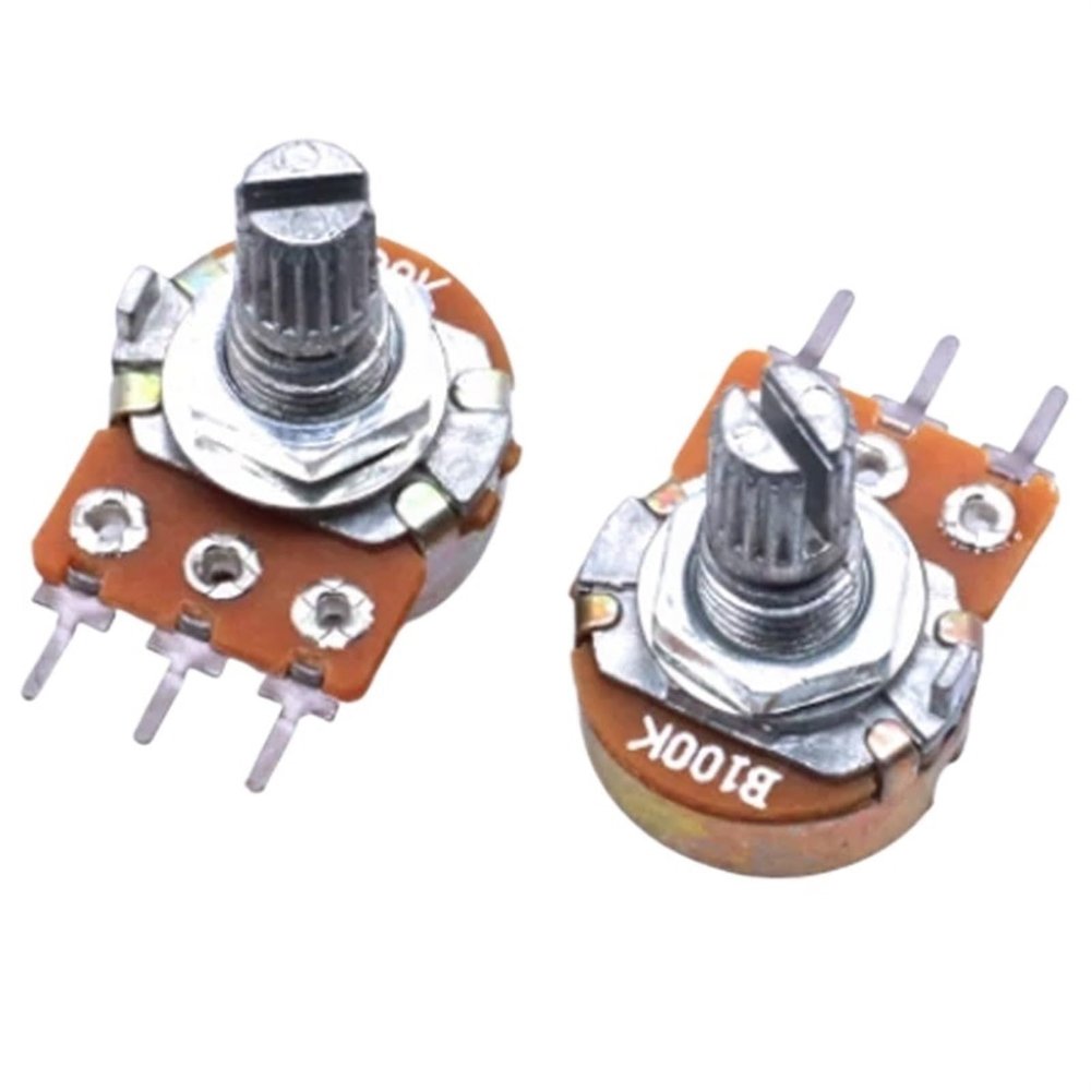 5-Pack WH148 Potentiometers, 15 mm Shaft, Nut and Washer, 3-Pin, 500 kΩ