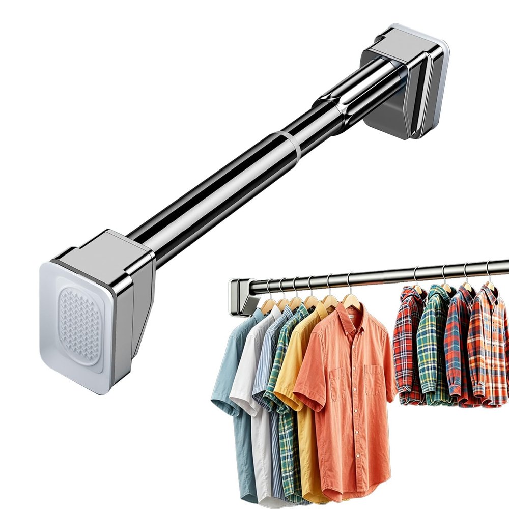 No-Drill Tension Rod, 160–250 cm, Metallic