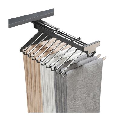 Space-Saving Trouser Rack with Aluminum Alloy Slide Rail for Closets and Bathrooms (Color 2, Top-Mount Installation)