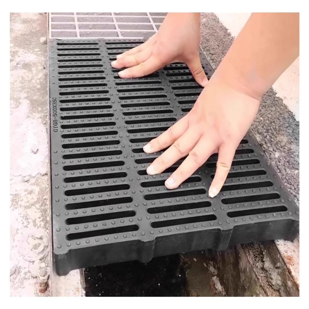 Heavy-Duty Adjustable Drain Cover Grate, Plastic Screen for Outdoor Garden and Backyard Drainage, 50 x 35 x 4 cm